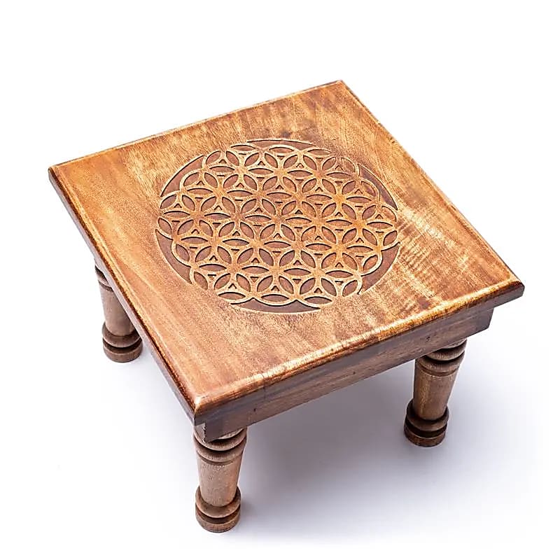 Table d'Appoint Bois Acacia Fleur de Vie
