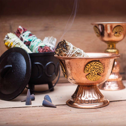 Coupe pour Rituel en Cuivre avec Arbre de Vie 10x15cm