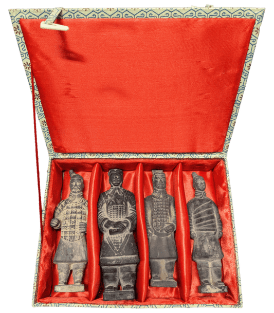 Coffret de 4 Statues Guerriers en Terracotta (15 cm)