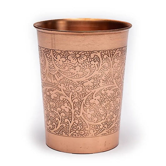 Gobelets en Cuivre Ayurvédiques – Motif Floral Gravés